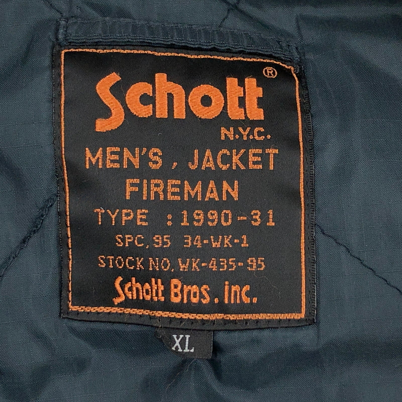 【中古品】【メンズ】 SCHOTT ショット FIREMAN JACKET WK-435-95 ファイアーマンジャケット アウター 146-260919-hn-05-fur サイズ：XL カラー：ネイビー 万代Net店