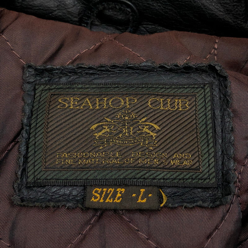 【中古品】【メンズ】 SEAHOP CLUB シーホップクラブ 90S COWHIDE LEATHER JACKET 90年代 カウハイド レザージャケット アウター 146-260411-hn-05-fur サイズ：L カラー：ブラック 万代Net店