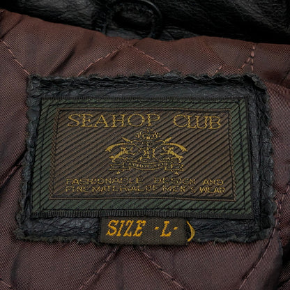 【中古品】【メンズ】 SEAHOP CLUB シーホップクラブ 90S COWHIDE LEATHER JACKET 90年代 カウハイド レザージャケット アウター 146-260411-hn-05-fur サイズ：L カラー：ブラック 万代Net店
