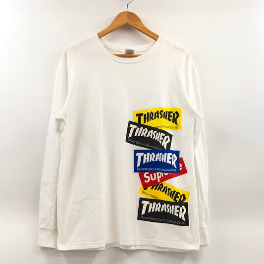 【中古品】【メンズ】 SUPREME シュプリーム × THRASHER スラッシャー MULTI LOGO LS TEE マルチロゴ 長袖Tシャツ トップス 149-260920-hn-05-fur サイズ：L カラー：ホワイト 万代Net店