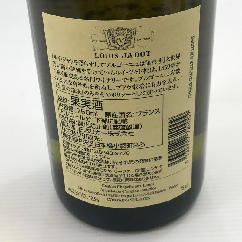 【宮城県内のみ発送】【中古美品】 ルイ・ジャド　シャブリ 白 シャペル・オー・ルー 2022　750ml 214-260407-yk-03-tag 万代Net店