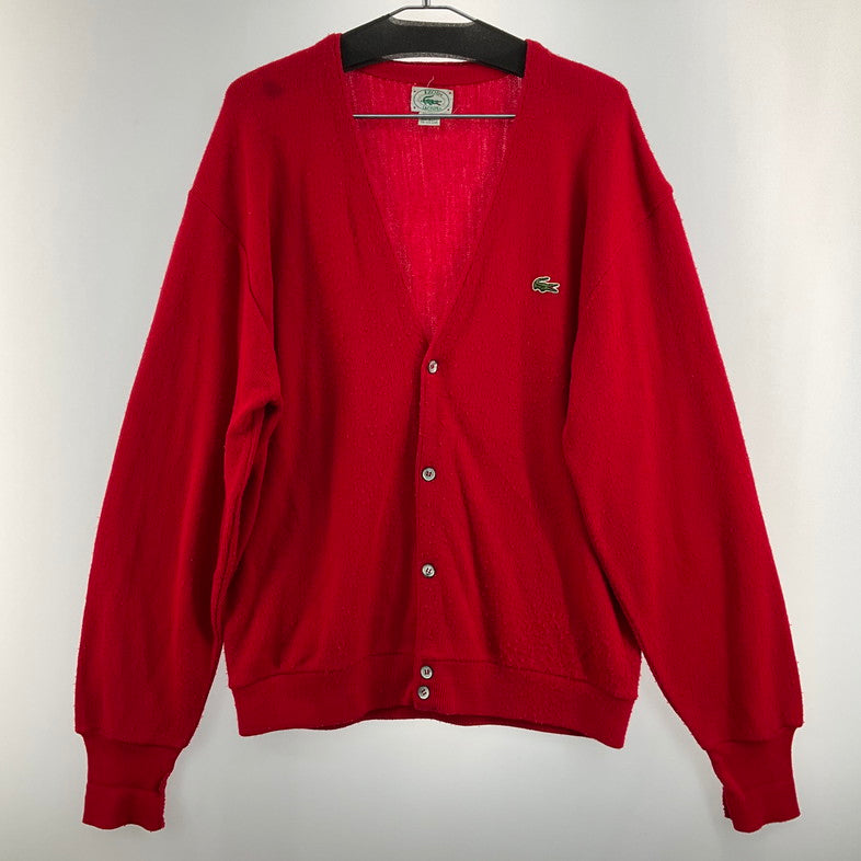 【中古品】【メンズ】 LACOSTE ラコステ プレーン　アクリル　カーディガン 147-260401-SS-08-iwa サイズ：L カラー：レッド 万代Net店