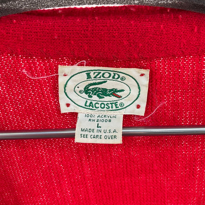 【中古品】【メンズ】 LACOSTE ラコステ プレーン　アクリル　カーディガン 147-260401-SS-08-iwa サイズ：L カラー：レッド 万代Net店