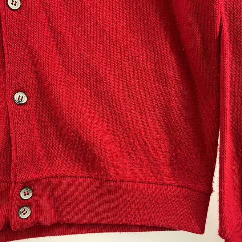 【中古品】【メンズ】 LACOSTE ラコステ プレーン　アクリル　カーディガン 147-260401-SS-08-iwa サイズ：L カラー：レッド 万代Net店
