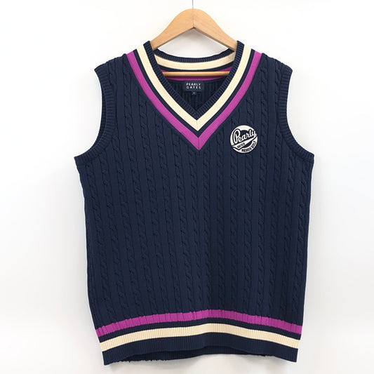 【中古品】【メンズ】 PEARLY GATES パーリーゲイツ KNIT VEST 053-173103 ニットベスト トップス 148-260923-hn-05-fur サイズ：5 カラー：ネイビー 万代Net店