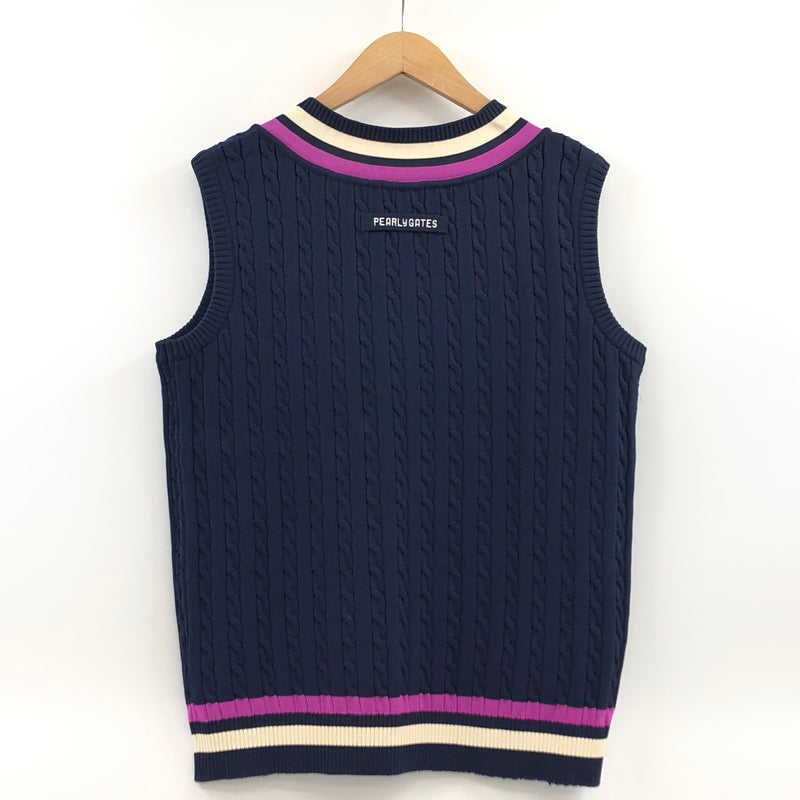 【中古品】【メンズ】 PEARLY GATES パーリーゲイツ KNIT VEST 053-173103 ニットベスト トップス 148-260923-hn-05-fur サイズ：5 カラー：ネイビー 万代Net店