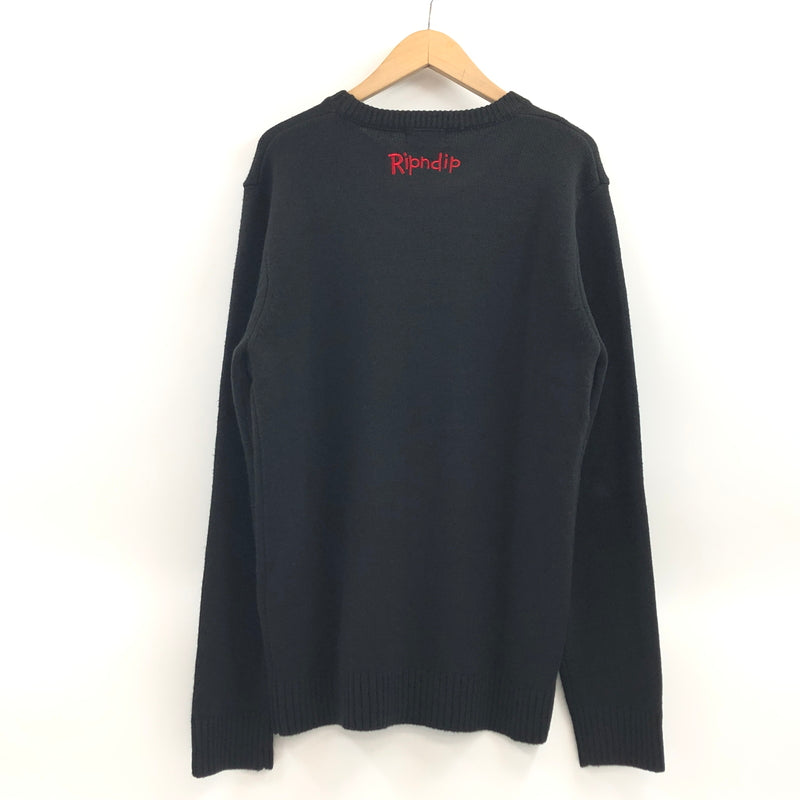 【中古品】【メンズ】 RIPNDIP リップンディップ DOWN BY THE SEASHORE KNIT SWEATER ダウン バイ ザ シーショア ニット セーター トップス 142-260923-hn-07-fur サイズ：L カラー：ブラック 万代Net店