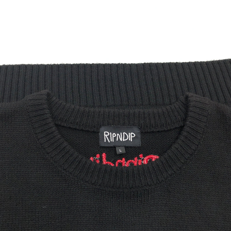 【中古品】【メンズ】 RIPNDIP リップンディップ DOWN BY THE SEASHORE KNIT SWEATER ダウン バイ ザ シーショア ニット セーター トップス 142-260923-hn-07-fur サイズ：L カラー：ブラック 万代Net店