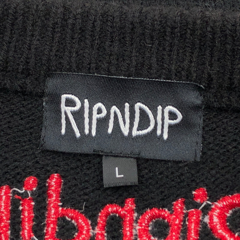 【中古品】【メンズ】 RIPNDIP リップンディップ DOWN BY THE SEASHORE KNIT SWEATER ダウン バイ ザ シーショア ニット セーター トップス 142-260923-hn-07-fur サイズ：L カラー：ブラック 万代Net店