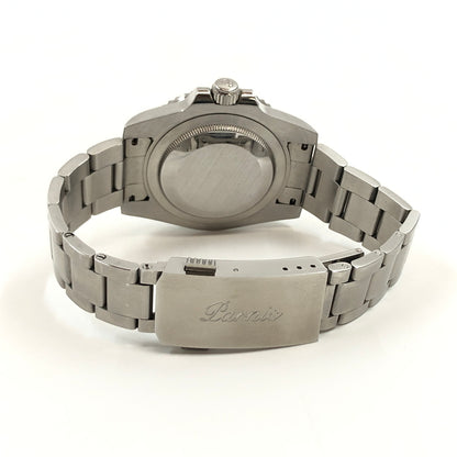 【中古品】【メンズ】 PARNIS パーニス GMT AUTOMATIC ANALOG WATCH 黒文字盤 GMTオートマチック アナログウォッチ 腕時計 197-260701-hn-12-fur カラー：シルバー系 万代Net店