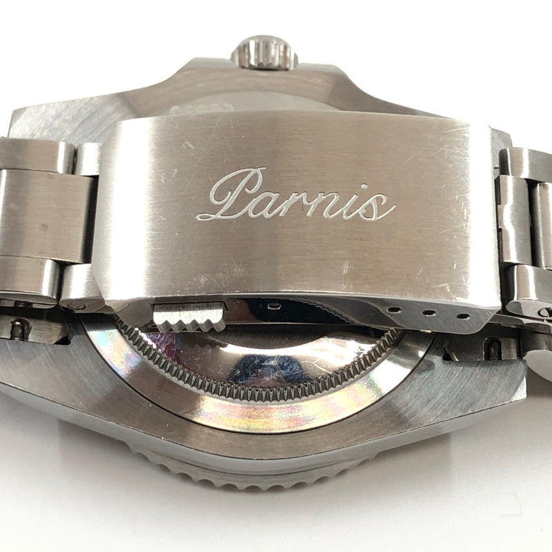 【中古品】【メンズ】 PARNIS パーニス GMT AUTOMATIC ANALOG WATCH 黒文字盤 GMTオートマチック アナログウォッチ 腕時計 197-260701-hn-12-fur カラー：シルバー系 万代Net店