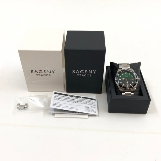 【中古品】【メンズ】 SACSNY Y'SACCS サクスニーイザック ANALOG WATCH SY-15223 緑文字盤 電池式クオーツ アナログ 腕時計 197-260702-hn-01-fur カラー：シルバー 万代Net店