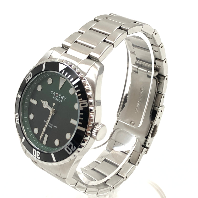 【中古品】【メンズ】 SACSNY Y'SACCS サクスニーイザック ANALOG WATCH SY-15223 緑文字盤 電池式クオーツ アナログ 腕時計 197-260702-hn-01-fur カラー：シルバー 万代Net店