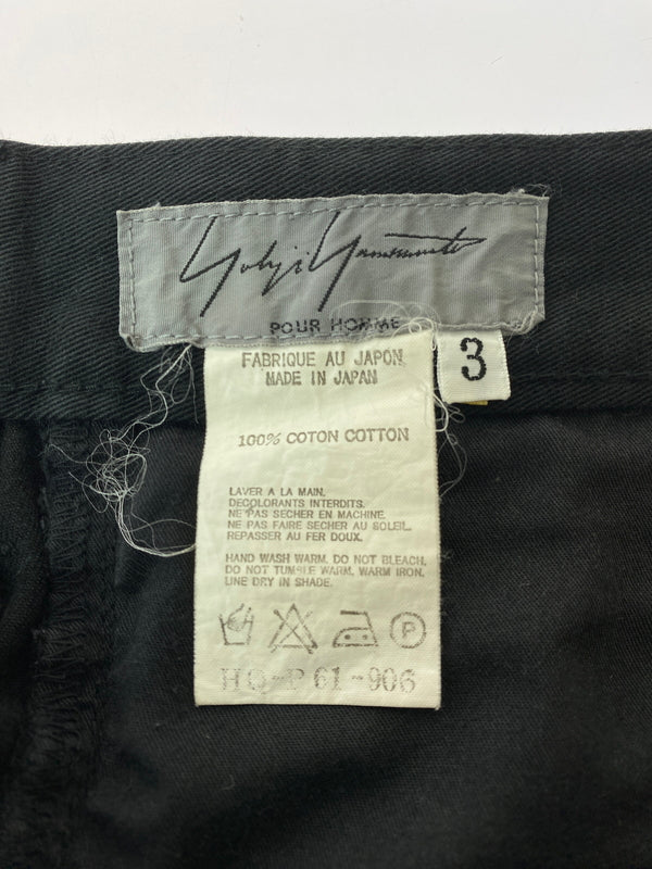 【中古品】【メンズ】 YOHJI YAMAMOTO POUR HOMME ヨウジヤマモトプールオム COTTON STRAIGHT PANT コットン ストレート パンツ ボトムス 151-260509-yn-16-min サイズ：3 カラー：ブラック 万代Net店