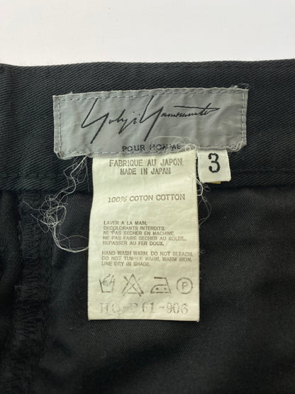 【中古品】【メンズ】 YOHJI YAMAMOTO POUR HOMME ヨウジヤマモトプールオム COTTON STRAIGHT PANT コットン ストレート パンツ ボトムス 151-260509-yn-16-min サイズ：3 カラー：ブラック 万代Net店