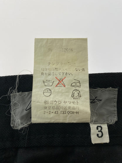 【中古品】【メンズ】 YOHJI YAMAMOTO POUR HOMME ヨウジヤマモトプールオム COTTON STRAIGHT PANT コットン ストレート パンツ ボトムス 151-260509-yn-16-min サイズ：3 カラー：ブラック 万代Net店