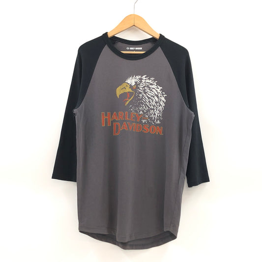 【中古品】【メンズ】 HARLEY-DAVIDSON ハーレーダビッドソン RAGLAN L/S TEE ラグラン 長袖Tシャツ トップス 145-260704-hn-02-fur サイズ：S カラー：ブラック/グレー 万代Net店