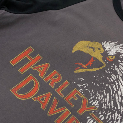 【中古品】【メンズ】 HARLEY-DAVIDSON ハーレーダビッドソン RAGLAN L/S TEE ラグラン 長袖Tシャツ トップス 145-260704-hn-02-fur サイズ：S カラー：ブラック/グレー 万代Net店