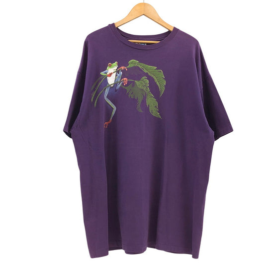 【現状渡し品】【メンズ】 HANES ヘインズ 90S FROG PRINT S/S TEE 両シングル フロッグプリント 半袖Tシャツ ヴィンテージ トップス 146-260416-hn-05-fur サイズ：XXL カラー：パープル 万代Net店