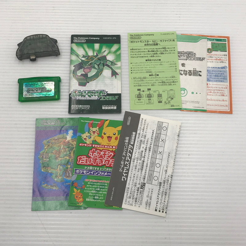 【中古品】 任天堂 GBAソフト ポケットモンスター エメラルド ワイヤレスアダプタ同梱 AGB-R-BPEJ ソフト動作確認済み アダプタサビあり ラベル・箱・説イタミあり 023-260922-ti-11-tagh 万代Net店