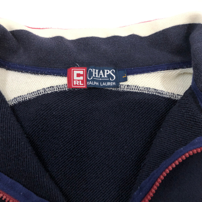 【現状渡し品】【メンズ】 CHAPS RALPH LAUREN チャップス ラルフローレン ハーフジップ スウェット トレーナー トップス 145-260705-hn-02-fur サイズ：L カラー：ネイビー/ホワイト 万代Net店