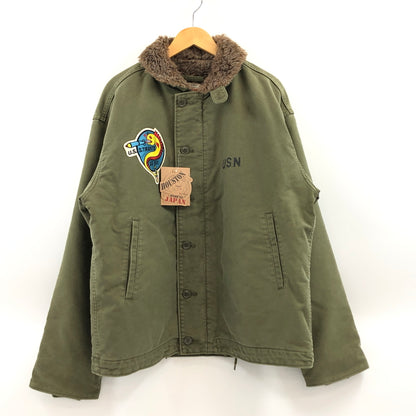 【中古美品】【メンズ】 HOUSTON ヒューストン CUSTOM N-1 DECK JACKET 51108 カスタムN-1デッキジャケット ミリタリー アウター 145-260926-hn-03-fur サイズ：44 カラー：オリーブ 万代Net店