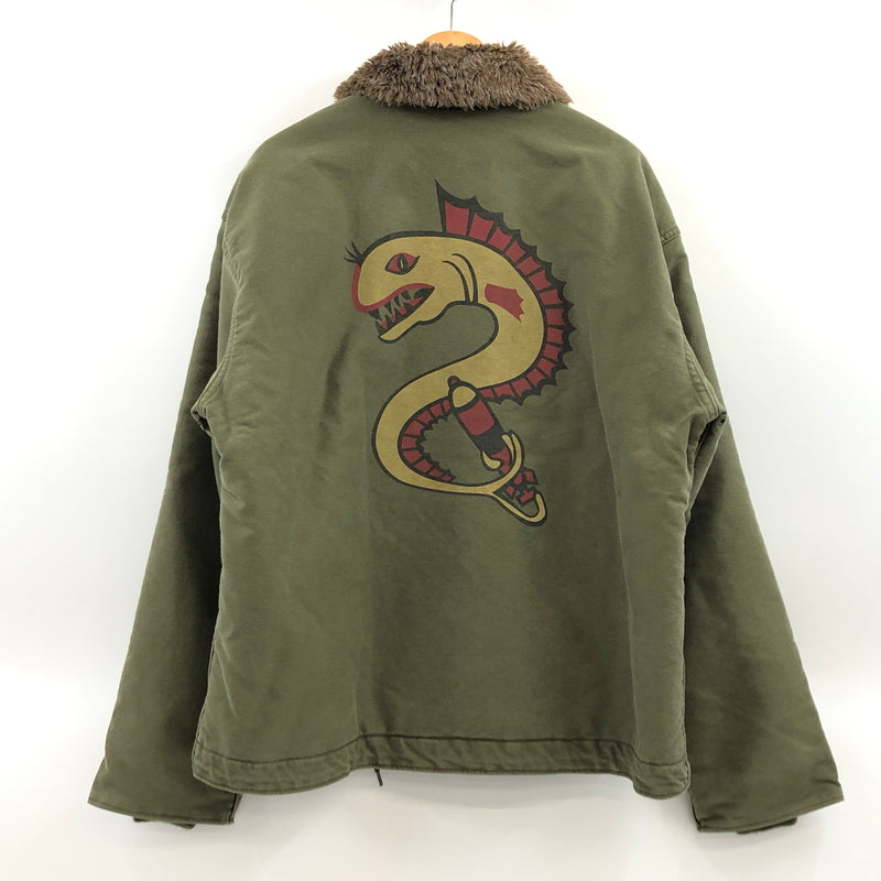 【中古美品】【メンズ】 HOUSTON ヒューストン CUSTOM N-1 DECK JACKET 51108 カスタムN-1デッキジャケット ミリタリー アウター 145-260926-hn-03-fur サイズ：44 カラー：オリーブ 万代Net店