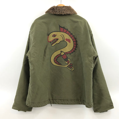 【中古美品】【メンズ】 HOUSTON ヒューストン CUSTOM N-1 DECK JACKET 51108 カスタムN-1デッキジャケット ミリタリー アウター 145-260926-hn-03-fur サイズ：44 カラー：オリーブ 万代Net店