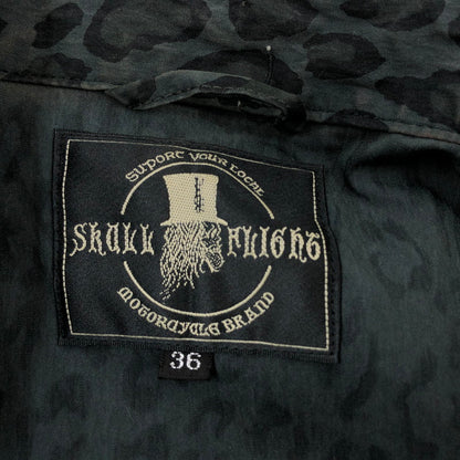 【中古品】【メンズ】 SKULL FLIGHT スカルフライト L/S SHIRT 長袖シャツ レオパード柄 カジュアルシャツ トップス 145-251108-hn-06-fur サイズ：36 カラー：グレー/ブラック系 万代Net店