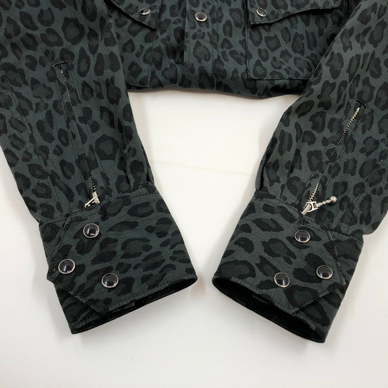 【中古品】【メンズ】 SKULL FLIGHT スカルフライト L/S SHIRT 長袖シャツ レオパード柄 カジュアルシャツ トップス 145-251108-hn-06-fur サイズ：36 カラー：グレー/ブラック系 万代Net店