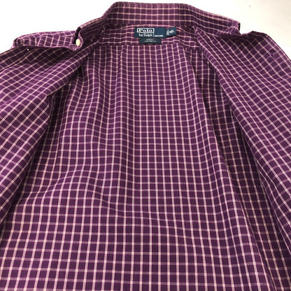 【中古品】【メンズ】 POLO RALPH LAUREN ポロ・ラルフローレン CHECK SHIRT チェックシャツ 長袖 トップス 147-240308-yo-6-tei サイズ：L カラー：パープル 万代Net店