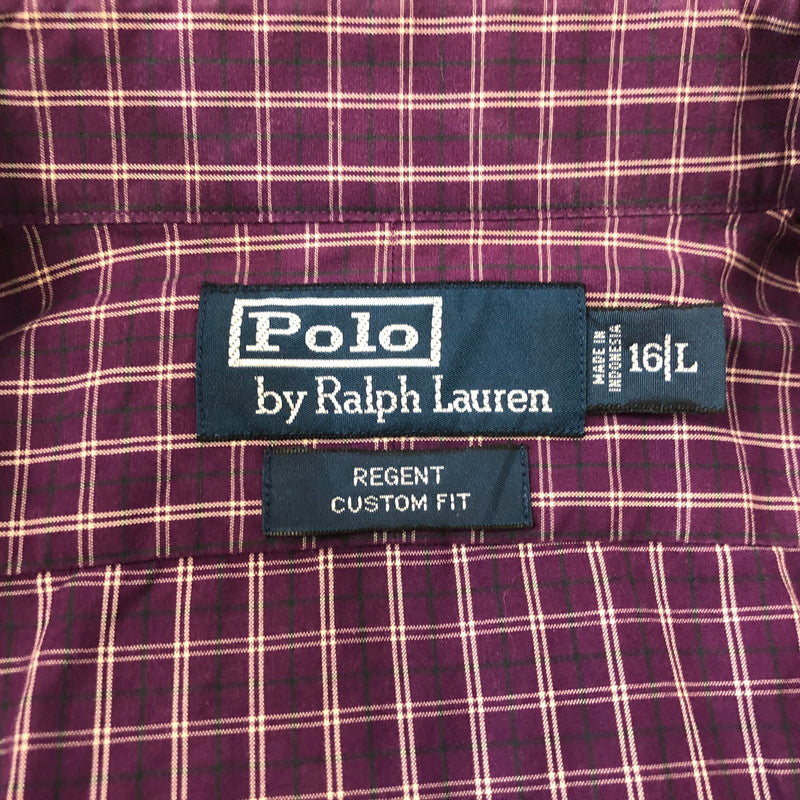 【中古品】【メンズ】 POLO RALPH LAUREN ポロ・ラルフローレン CHECK SHIRT チェックシャツ 長袖 トップス 147-240308-yo-6-tei サイズ：L カラー：パープル 万代Net店