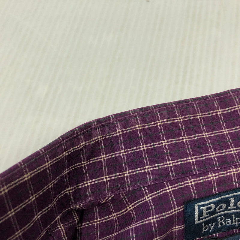 【中古品】【メンズ】 POLO RALPH LAUREN ポロ・ラルフローレン CHECK SHIRT チェックシャツ 長袖 トップス 147-240308-yo-6-tei サイズ：L カラー：パープル 万代Net店