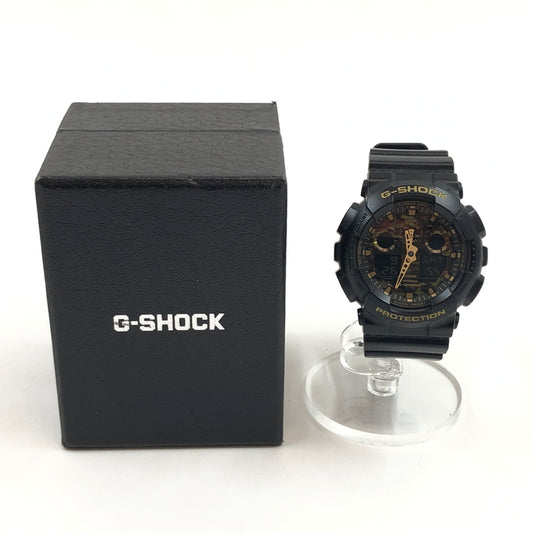 【中古品】【メンズ】 G-SHOCK ジーショック GA-100 SERIES ANALOG-DIGITAL WATCH GA-100CF-1A9JF アナログデジタル 腕時計 196-260926-hn-09-fur カラー：ブラック/ゴールド 万代Net店