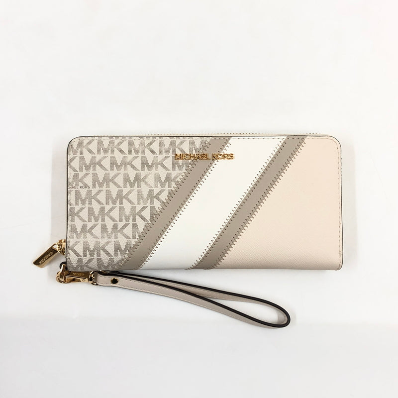 【中古美品】【レディース】 MICHAEL KORS マイケルコース ROUND ZIPPER LONG WALLET 35R3GTVE7B ラウンドジッパー ロングウォレット 長財布 財布 200-260705-hn-09-fur カラー：ベージュ系 万代Net店