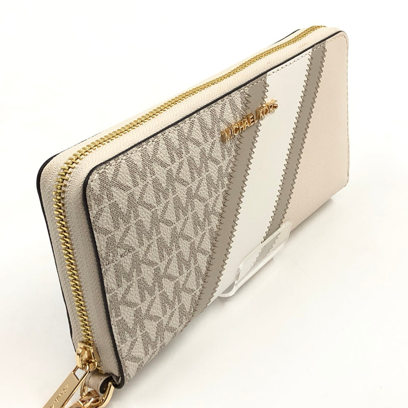 【中古美品】【レディース】 MICHAEL KORS マイケルコース ROUND ZIPPER LONG WALLET 35R3GTVE7B ラウンドジッパー ロングウォレット 長財布 財布 200-260705-hn-09-fur カラー：ベージュ系 万代Net店