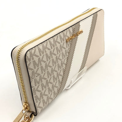 【中古美品】【レディース】 MICHAEL KORS マイケルコース ROUND ZIPPER LONG WALLET 35R3GTVE7B ラウンドジッパー ロングウォレット 長財布 財布 200-260705-hn-09-fur カラー：ベージュ系 万代Net店