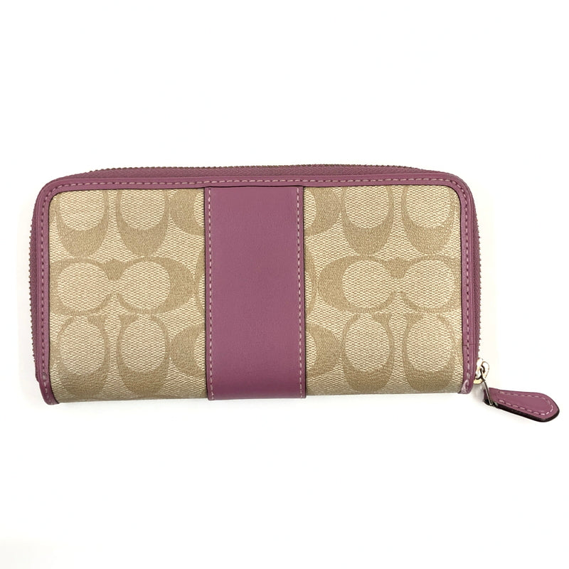 【中古品】【レディース】 COACH コーチ SIGNATURE LONG WALLET F54630 シグネチャーロングウォレット 長財布 財布 181-260705-hn-10-fur カラー：ベージュ/パープル 万代Net店