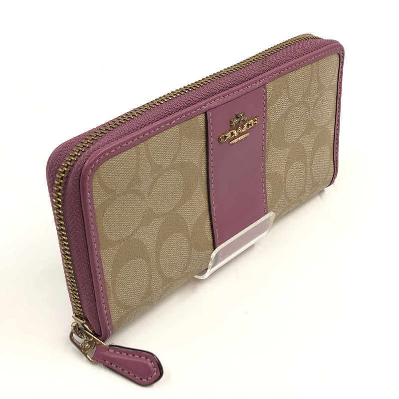 【中古品】【レディース】 COACH コーチ SIGNATURE LONG WALLET F54630 シグネチャーロングウォレット 長財布 財布 181-260705-hn-10-fur カラー：ベージュ/パープル 万代Net店