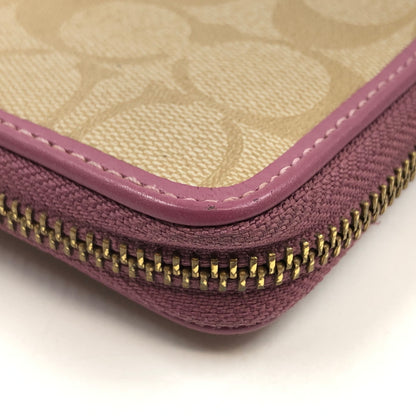 【中古品】【レディース】 COACH コーチ SIGNATURE LONG WALLET F54630 シグネチャーロングウォレット 長財布 財布 181-260705-hn-10-fur カラー：ベージュ/パープル 万代Net店