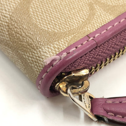 【中古品】【レディース】 COACH コーチ SIGNATURE LONG WALLET F54630 シグネチャーロングウォレット 長財布 財布 181-260705-hn-10-fur カラー：ベージュ/パープル 万代Net店