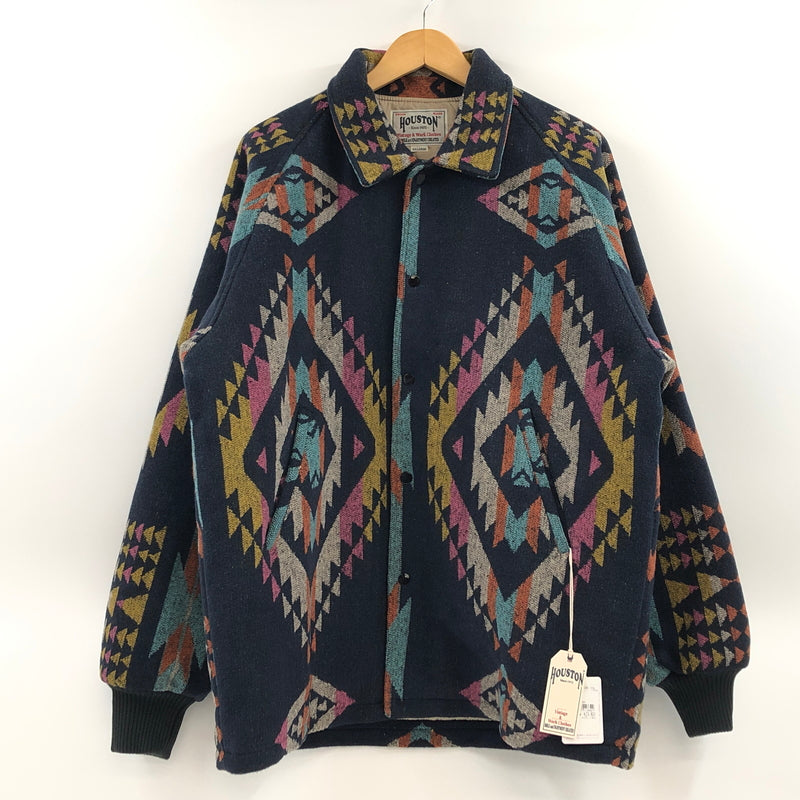 【中古品】【メンズ】 HOUSTON ヒューストン NATIVE PATTERN MELTON CAR COAT ネイティブパターン メルトン カー コート アウター 145-260928-hn-05-fur サイズ：XXL カラー：ネイビー系 万代Net店