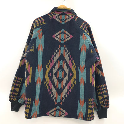 【中古品】【メンズ】 HOUSTON ヒューストン NATIVE PATTERN MELTON CAR COAT ネイティブパターン メルトン カー コート アウター 145-260928-hn-05-fur サイズ：XXL カラー：ネイビー系 万代Net店