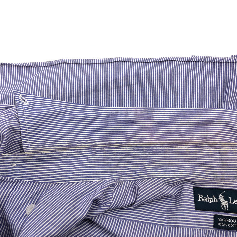 【中古品】【メンズ】 RALPH LAUREN ラルフローレン 90S YARMOUTH STRIPE LS BD SHIRT ヤーマス ストライプ 長袖シャツ カジュアルシャツ トップス 146-260419-hn-08-fur サイズ：17 カラー：パープル/ホワイト 万代Net店
