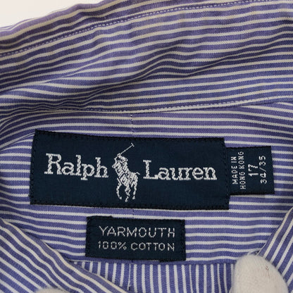 【中古品】【メンズ】 RALPH LAUREN ラルフローレン 90S YARMOUTH STRIPE LS BD SHIRT ヤーマス ストライプ 長袖シャツ カジュアルシャツ トップス 146-260419-hn-08-fur サイズ：17 カラー：パープル/ホワイト 万代Net店