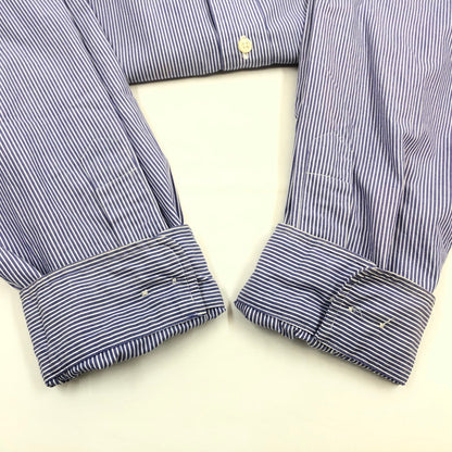 【中古品】【メンズ】 RALPH LAUREN ラルフローレン 90S YARMOUTH STRIPE LS BD SHIRT ヤーマス ストライプ 長袖シャツ カジュアルシャツ トップス 146-260419-hn-08-fur サイズ：17 カラー：パープル/ホワイト 万代Net店