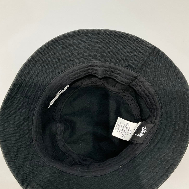 【中古品】【メンズ】 STUSSY ステューシー SSロゴ＆ストックロゴ刺繍ブラックバケットハット 185-260410-SS-01-iwa サイズ：S/M カラー：ブラック 万代Net店
