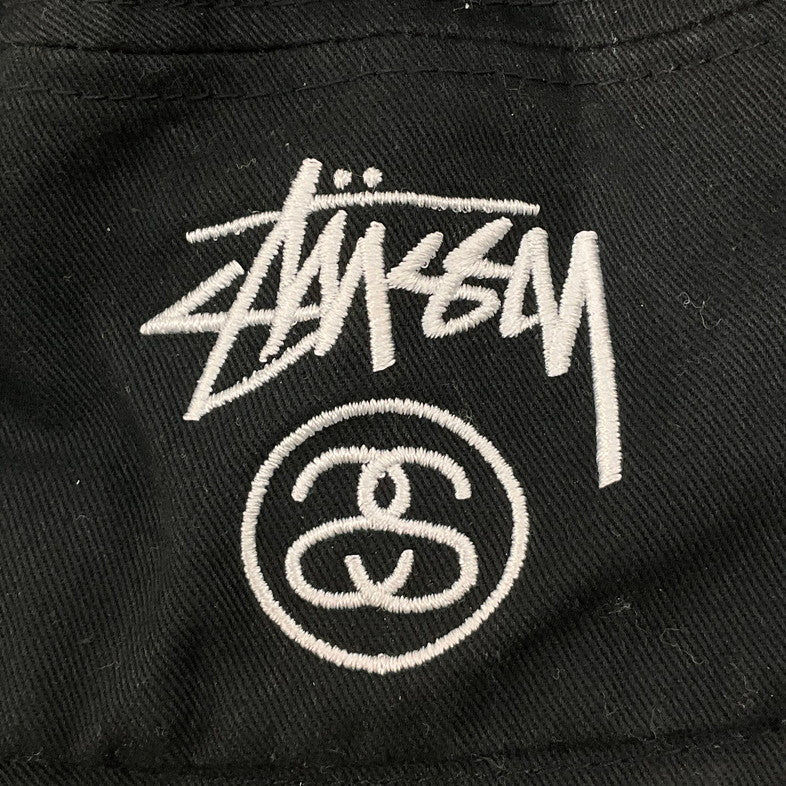 【中古品】【メンズ】 STUSSY ステューシー SSロゴ＆ストックロゴ刺繍ブラックバケットハット 185-260410-SS-01-iwa サイズ：S/M カラー：ブラック 万代Net店