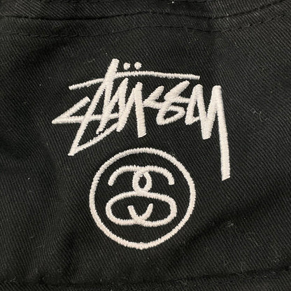 【中古品】【メンズ】 STUSSY ステューシー SSロゴ＆ストックロゴ刺繍ブラックバケットハット 185-260410-SS-01-iwa サイズ：S/M カラー：ブラック 万代Net店