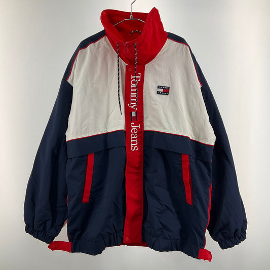 【中古品】【メンズ】 TOMMY JEANS オーバーサイズカラーブロックジャケット 144-260410-SS-04-iwa サイズ：M カラー：レッド ホワイト ネイビー 万代Net店